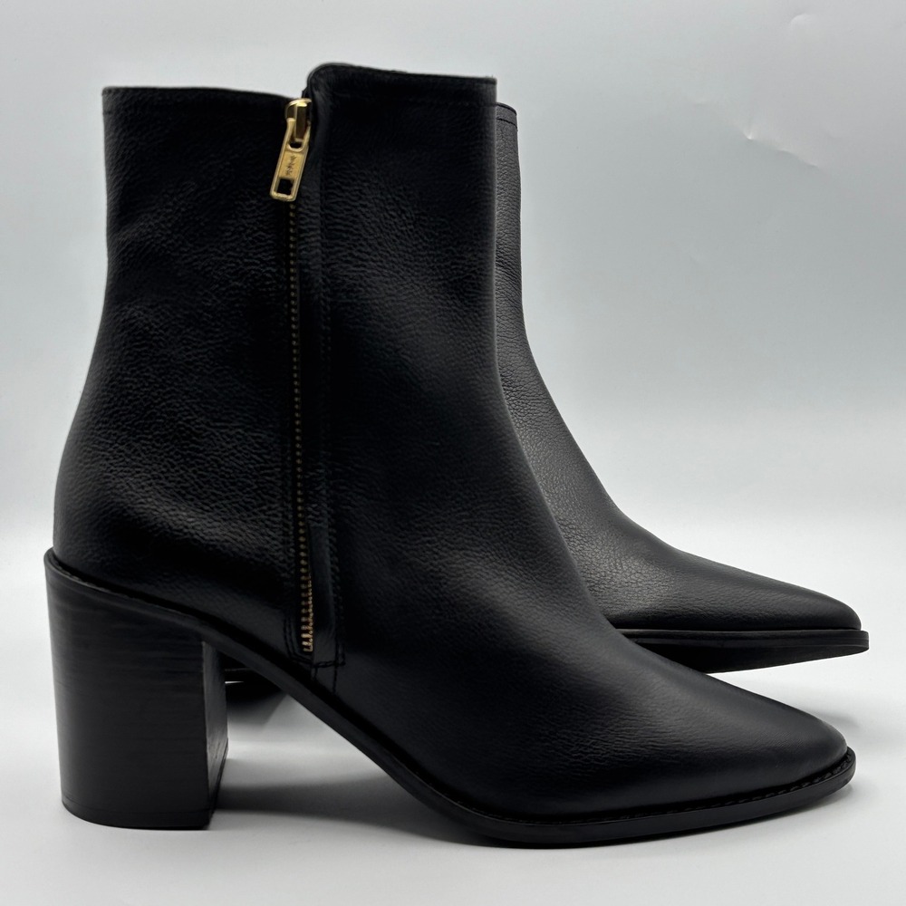 Seychelles Ankle Boot Women 9 Black Leather Pointed Block Heel Contemporary Chic